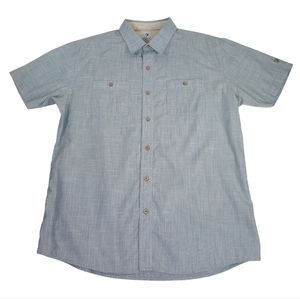 Kuhl Men's Short Sleeve Button Up Shirt Sz Large Blue Outdoor Hiking Style 7259